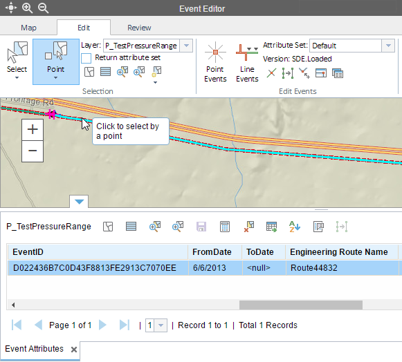 Selecting events by point